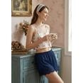 thumbnail image 6 of SHEWIN Lace Shorts for Women Satin Elastic High Waisted Shorts with Lace Trim Casual Beach Streetwear Pajama Bottoms, 6 of 10