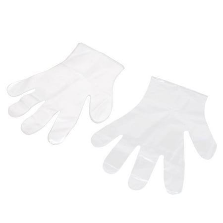 Unique Bargains 250PCS Plastic Polythene Disposable Gloves Food Cleaning Decorating