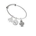 thumbnail image 2 of Delight Jewelry Silvertone Large Southwestern Antiqued Cross Silvertone Let Things Go Tree Charm Bangle Bracelet, 2 of 4