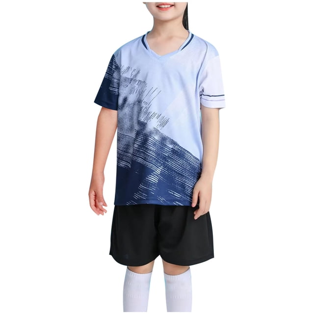 Zpanxa Boys Summer Outfits Kids Gradient Basketball Suit Set Training Kit Sweat Absorbing Side Pockets Sports Suit 7 Years