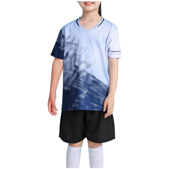 ZQUUVOU Kids Boys Active Shorts Set Striped Training Short Sleeve Tee Shorts Quick Dry 2 Piece Sportswear Outfit Navy