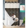 thumbnail image 2 of No Hook Shower Curtain with Snap in Liner, Fall Thanksgiving Pumpkin with Floral Retro Golden Botanical Leaves Black Shower Curtains for Bathroom, Washable Inner Liner with Mesh Top Window, 54"x78", 2 of 6