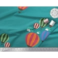 thumbnail image 2 of Soimoi Green Cotton Poplin Fabric Cloud & Hot Air Balloon Holiday Printed Fabric 1 Yard 42 Inch Wide, 2 of 3