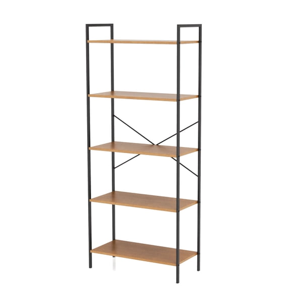Librero Organizador 5 Repisas Moderno Madera Estante Negro,Khaki-786,Free Size