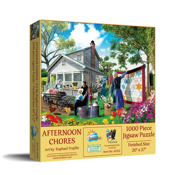 SUNSOUT INC - Afternoon Chores - 1000 pc Jigsaw Puzzle by Artist: Rafael Trujillo - Finished Size 20" x 27" - MPN# 42352