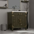 thumbnail image 5 of 30" W X 22" D Brown Oak Bath Vanity - Cultured Marble Top, Solid Wood, Soft Close Interior Cabinet Shelf, Spacious Storage Bathroom 30x22 Wood Frame, Door, Large Space, 5 of 6