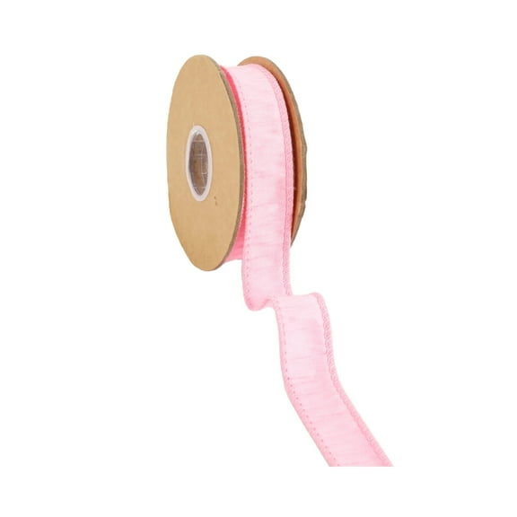 LaRibbons 1" Wired Dupioni Ribbon | 10 Yards | Pink