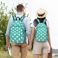thumbnail image 5 of Lafuoo Teal Turquoise And White Polka Dot Pattern Canvas Backpack, Zipper Laptop Backpack Travel Bag Sports Bag Unisex-Small, 5 of 5