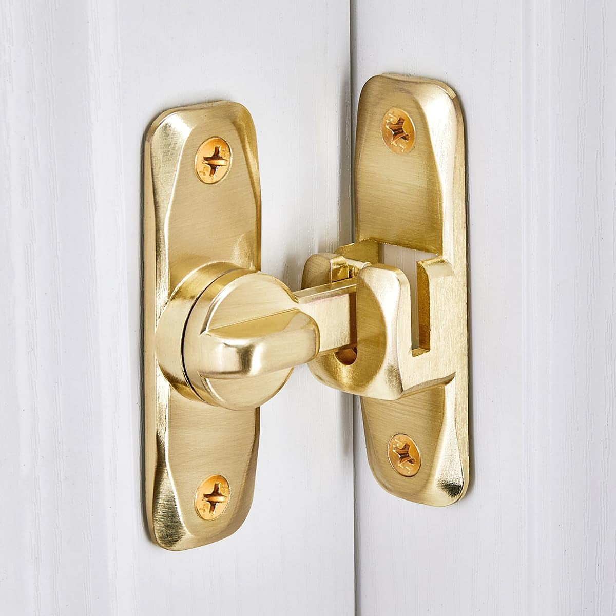 JJEAN-3 Packs Barn Door Latches,Gold 90/180 Degree Gate Lock,Zinc Alloy Right Angle Door Lock Latch,Flip Gate Latches Hardware,Door Security Sliding Door Latch Lock fo Cabinets,Bathroom,Barn Door