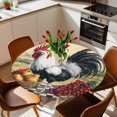 thumbnail image 2 of White Black Rooster Elastic Fitted Round Table Cover Vintage Pear Grapes Waterproof Outdoor Tablecloth for Holiday Party, Picnic, Patio & Dining Fits Tables Up to 36"-44", 2 of 8