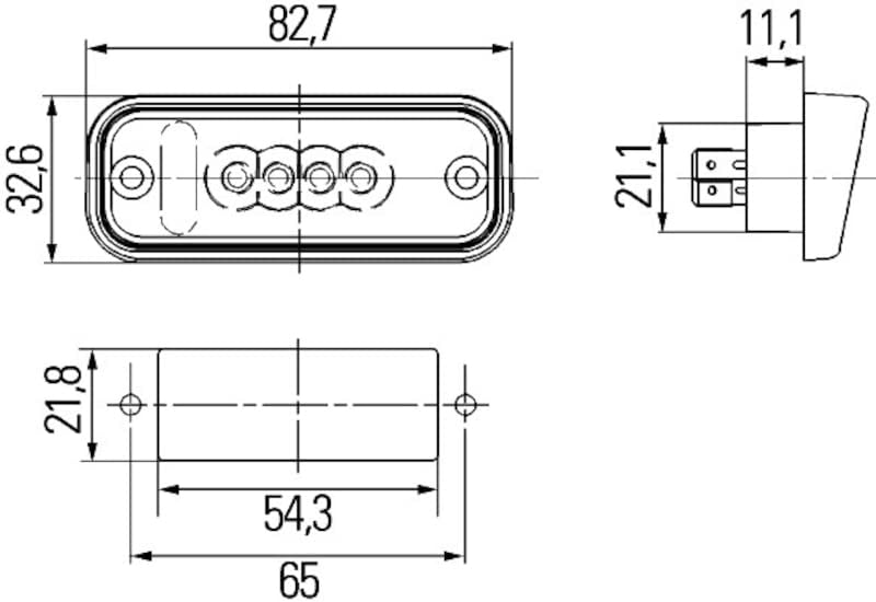 HELLA 010278311 License Plate Light 12V Black