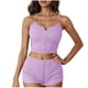 thumbnail image 2 of Conjunto de pijama de poliéster para mujer, de moda, de color liso, fino, holgado e informal, con camisetas sin mangas y pantalones cortos., 2 of 7
