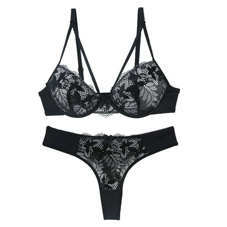 

QIPOPIQ Lingerie Deals Women s Lingerie Set Sexy Lace Bra And Panties Summer Thin Lingerie Set