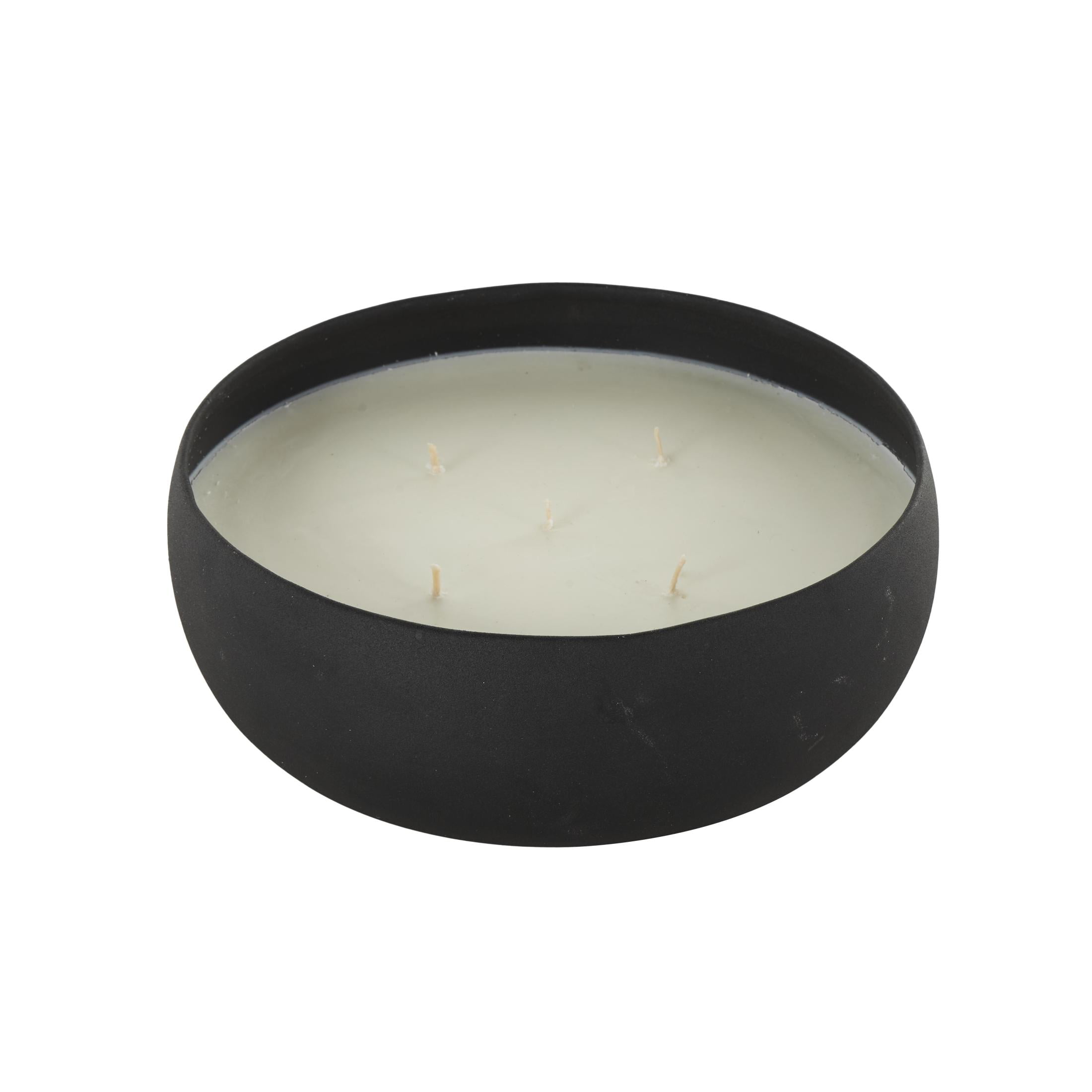 DecMode Black Metal Eucalyptus Spa Scented Textured 63oz 5 Wick Candle with White Wax