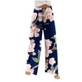 thumbnail image 4 of Lolmot Womens Linen Pants High Waist Wide Leg Pant Casual Beach Printing Loose Lounge Pants Workout Comfortble Lightweight Plazzo Pants Trouser, 4 of 5