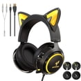 thumbnail image 2 of Auriculares De Música Audífonos para colocar sobre las orejas luminosos para juegos con micrófono (Negro 3.5+USB), 2 of 9