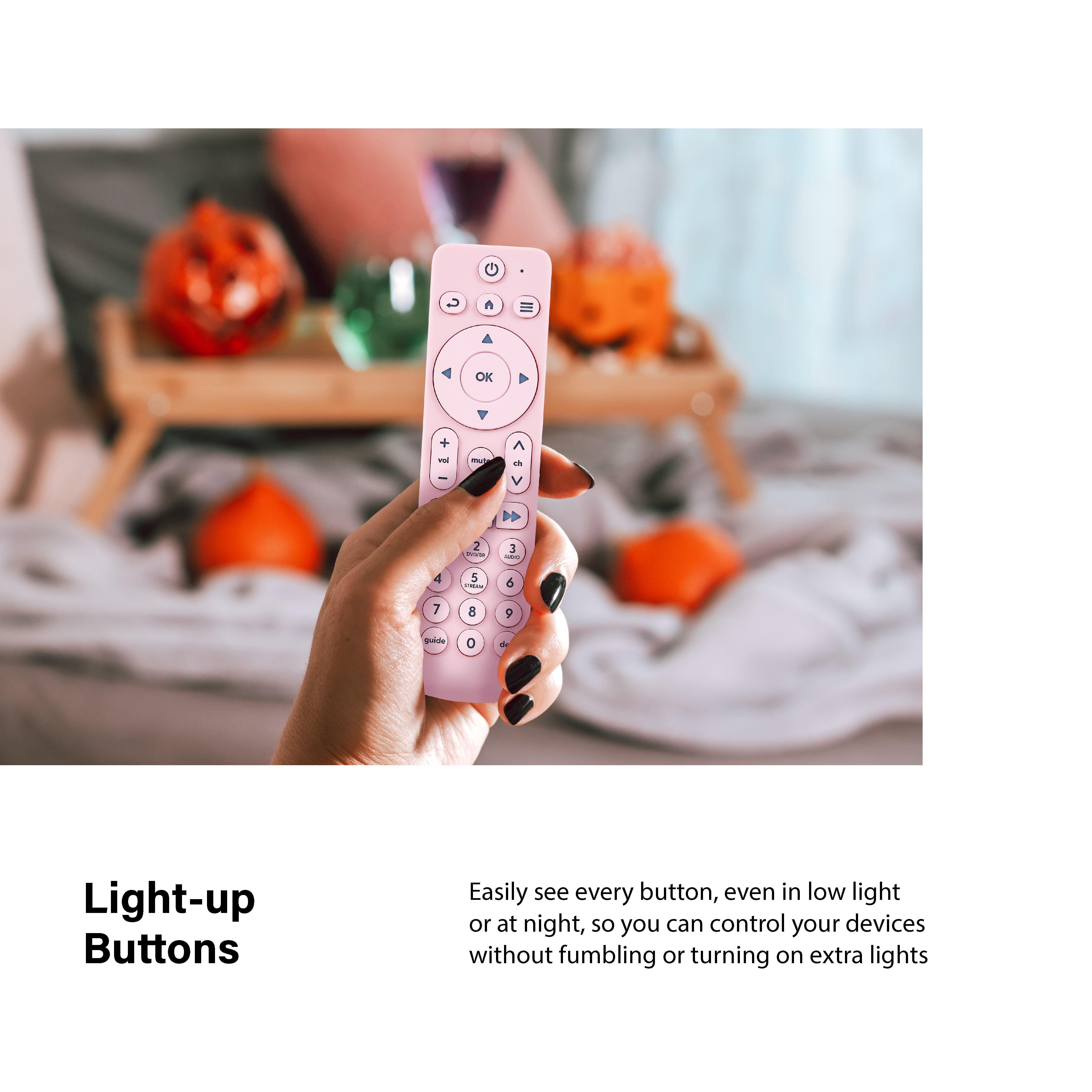 Incipio Universal TV Remote Control with Bright Colors – Easy-to-Find, User-Friendly Design, Compatible with Most TV Brands & Streaming Devices