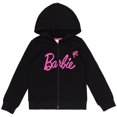 thumbnail image 1 of Sudadera con capucha Barbie para niñas pequeñas, tejido French Terry, con cremallera, negra 6, 1 of 8