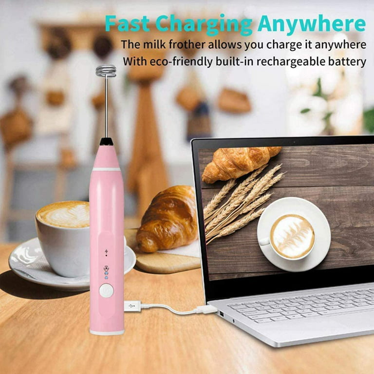 USB Rechargeable Coffee & Milk Frother - Pink