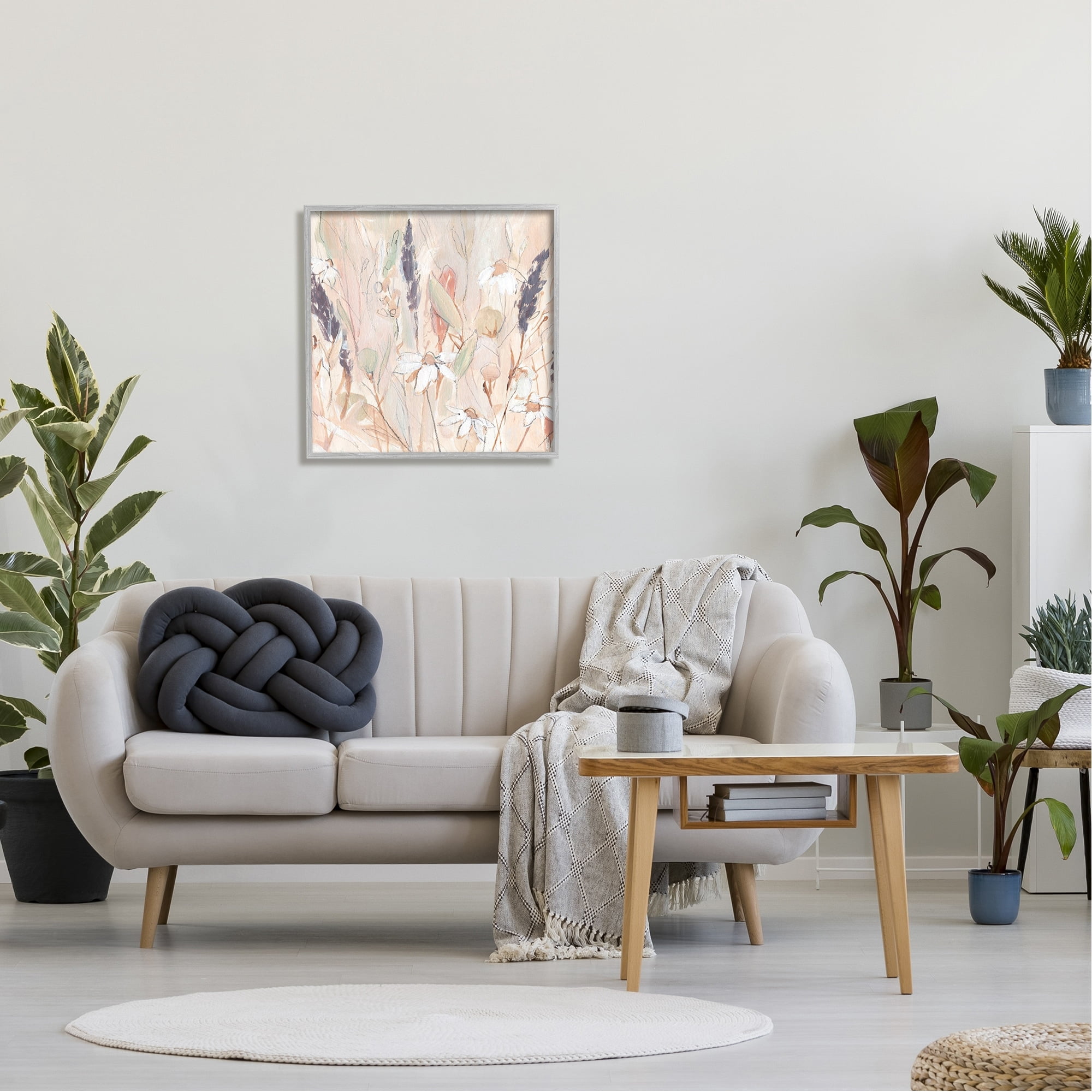 Stupell Industries Blooming Wildflowers Pampas Grass Abstract Meadow Foliage Painting Gray Framed Art Print Wall Art, Design by Annie Warren