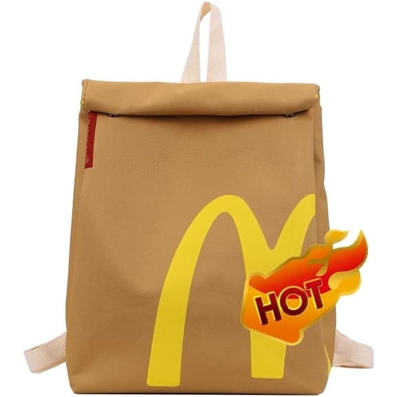 Classic Funny Retro Paper Bag Large Capacity Backpack Cute Personalized Shoulder Crossbody Canvas Backpack Notebook