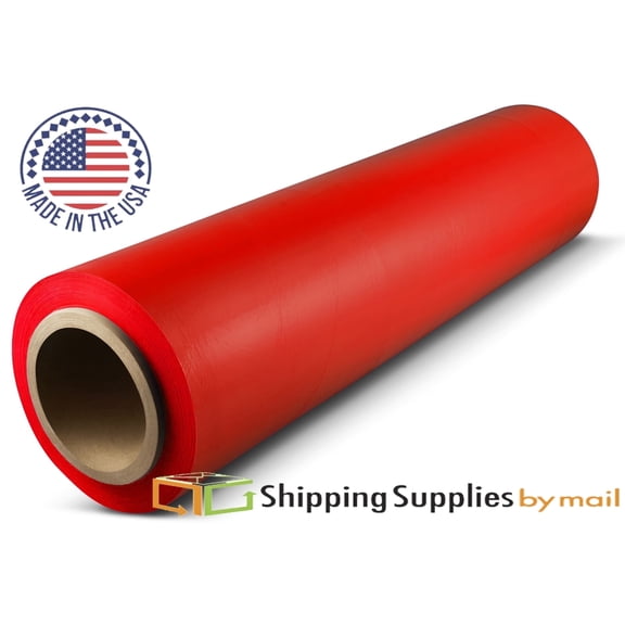 SSBM Tinted Red Stretch Wrap 18 Inch x 1500 Feet 4 Rolls 63 Gauge Shrink Film for Wrapping Storing Packing