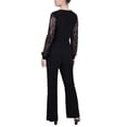 thumbnail image 3 of NY Collection Womens Petites Surplice Lace Trim Jumpsuit, 3 of 3