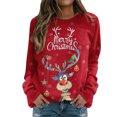 thumbnail image 1 of Chandail en Molleton de Noël pour Femmes, Cardigan à Manches Longues, Col Rond, Pull Chaud, Imprimé, Mode, Mi-Long, 1 of 6