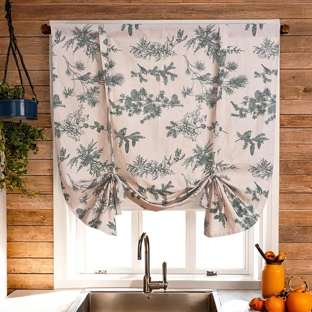 Cortina de venancías impresas floral cortina pequeña cortina de ventana de lino decoración de algodón de algodón cenefa de granja creativa para 80 cmx140 cm