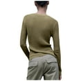 thumbnail image 3 of Women See Through Crew Neck Sheer Mesh Knitted Sweater Solid Basic Long Sleeve Loose Fit Knit Pullover Jumper Top, 3 of 5