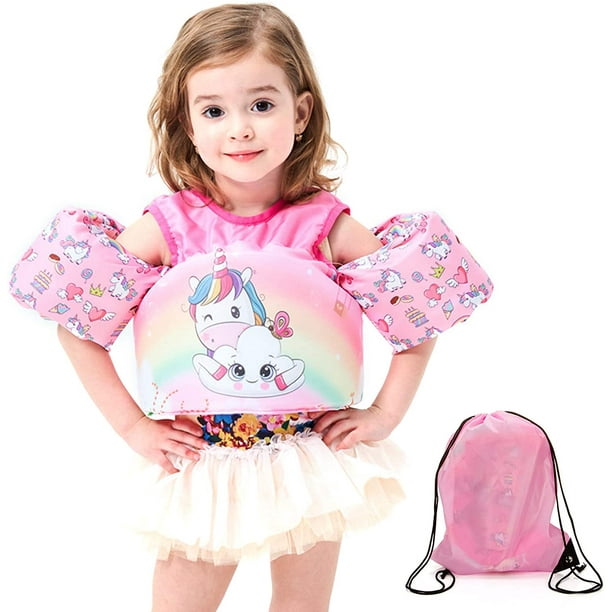 Chaleco salvavidas para niños - unicornio + bolsa de almacenamiento (las observaciones para la bolsa de almacenamiento deben ser de color rojo rosa) Xemadio WMZL-1370-2