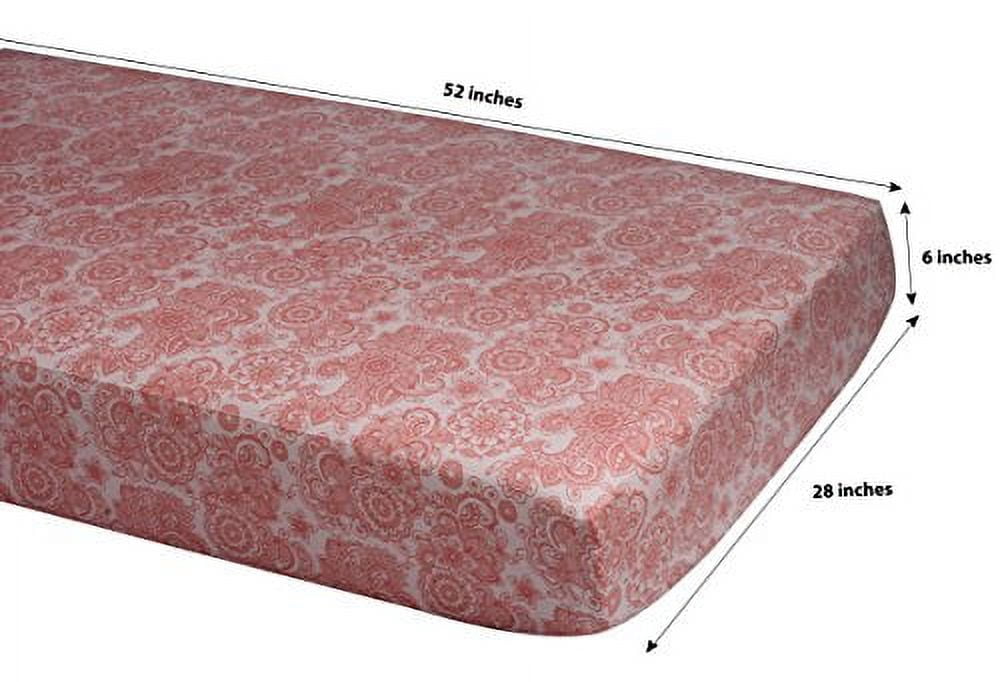 Bacati - Paisley Floral 100 Percent Cotton Percale 2 Pack Crib/Toddler Bed Fitted Sheets (Coral Scroll)
