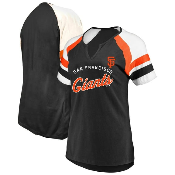 Women's Profile Black San Francisco Giants Arched Notch Neck T-Shirt
