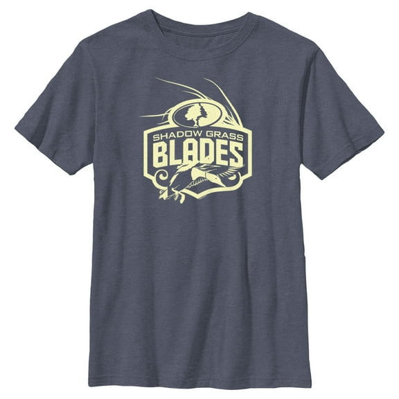 Boy's Mossy Oak Shadow Grass Blades Logo  Graphic Tee Navy Blue Heather Large