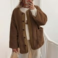 thumbnail image 3 of Dpytoraw Women's Cozy Winter Jacket Casual Long Sleeve Buttoned Coat, 3 of 5