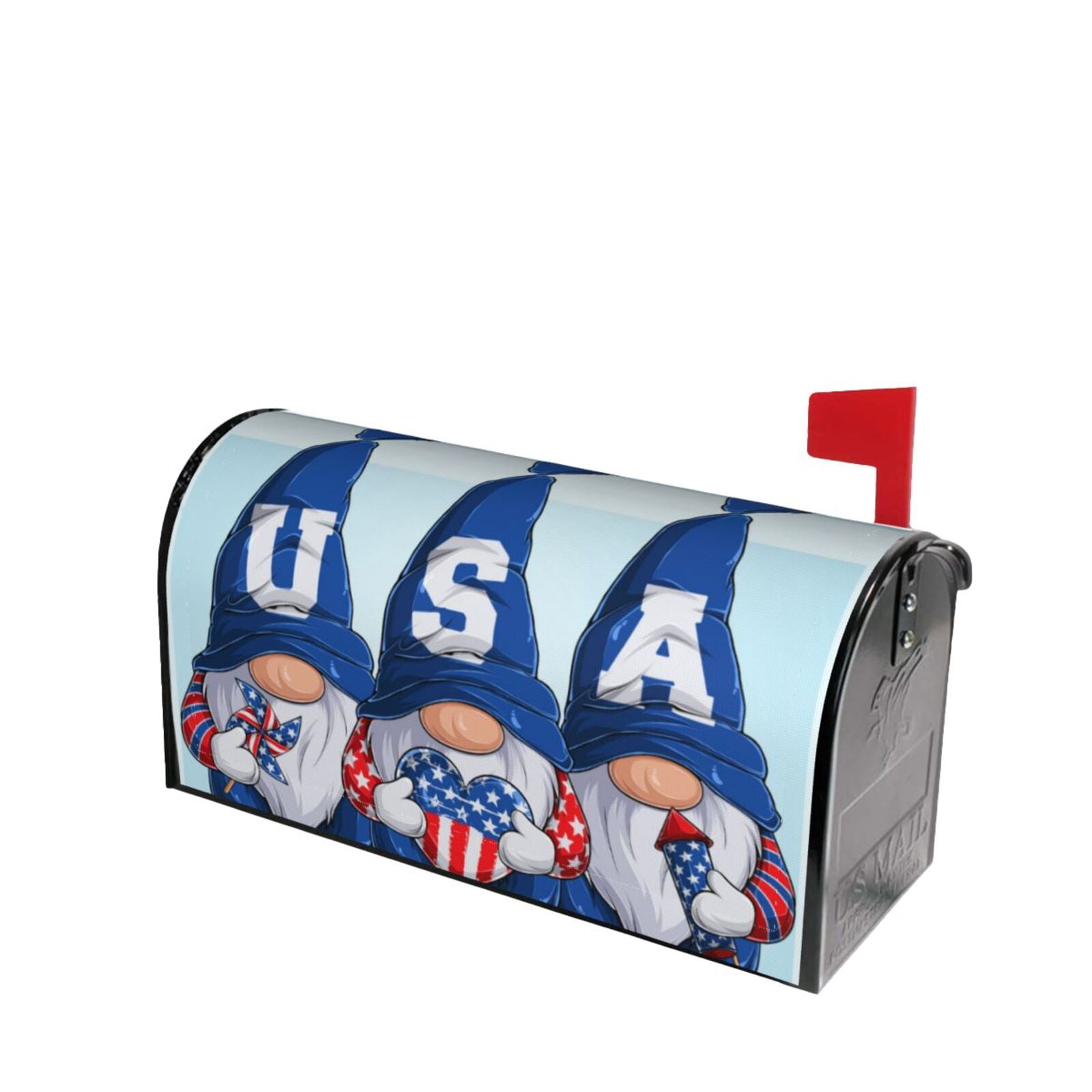 Picia Cute Gnomes in USA Magnetic Mailbox Cover Standard Size-25.5x21 in
