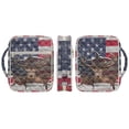 thumbnail image 3 of Xixirimido Bible Cover Case for Women, Quilted Bible Cover Bag with Handle, Bible Carrying Case Study Supplies Accessories for Men, Broken American Flag Deer Pattern, 3 of 7