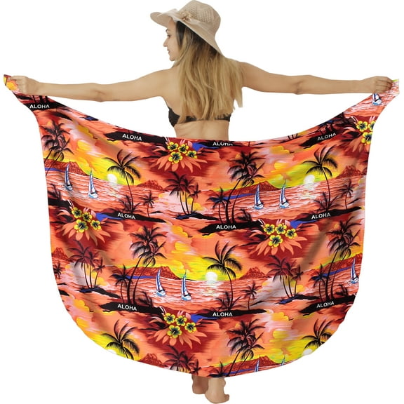 HAPPY BAY Women's Beachwear Summer Beach Wrap Bikini Wraps Sarong Coverups Swimwear Swim Cover up Skirt Bathing suit Swimsuit Pareo for Women One Size Red_E624