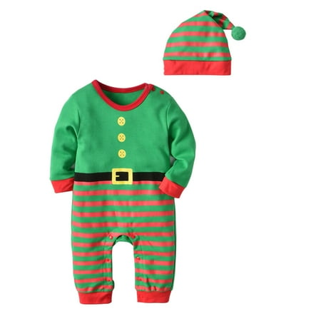 

Children Kids Stripe Long Sleeve Round Collar Jumpsuit with Hat for Christmas Party Jumpsuit Hat Stripe Long Sleeve Round Collar Children Kids Christmas Party 80cm