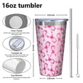 thumbnail image 4 of 16oz Tumblers Pink Breast Cancer Stainless Steel Vacuum Insulated Double Wall Travel Tumbler Cups Mug with Lid and Straw,Cleaning Brush for Coffee,Tea, 4 of 4