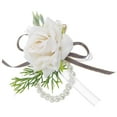 thumbnail image 3 of CTIRCHIU White Silk Flower Wristband, Bridal Pearls for Wedding Party, 3 of 8