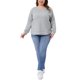 thumbnail image 2 of Sudadera de punto waffle para mujer Agnes Orinda, talla grande, cuello redondo, mangas largas, camiseta casual con dobladillo curvado, 2X gris plateado, 2 of 5