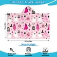 thumbnail image 2 of Halloween Pink Ghosts and Witchy Elements Hooded Bath Towel，50"x30" for Ages 3 To 12 Kids, Quick Dry Lightweight Soft Microfiber Hood Beach Towel Cover Up for Kids, 2 of 7