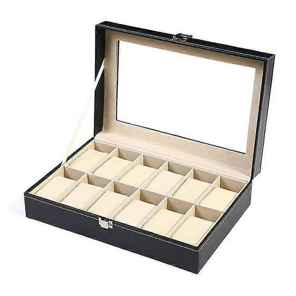 Watch Case, 12 Slot Watch Box Pu Leather Watch Organizer Case, For Men And Women Presents