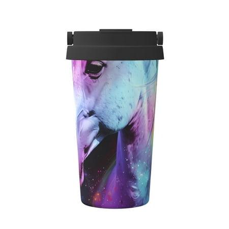 

Matuu Rainbow Spotted White Horse for Insulated Coffee Mug Reusable Travel Coffee Cup Spill Proof 16oz Stainless Steel Coffee Cups for Hot/Ice Coffee Tea