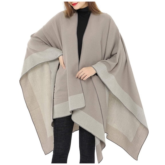 YWDJ Shawl Wrap Women Autumn Fashion Pashmina Shawl Wrap Cape Sweater Knitting Cardigan Scarf Khaki M