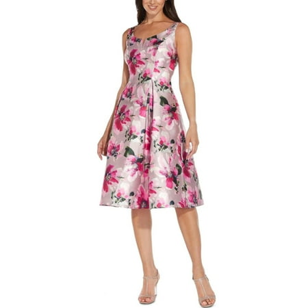 Adrianna Papell Petite Notched-Neck Mikado Dress