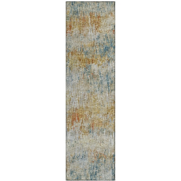 Addison Rugs Indoor/ Outdoor Accord Modern Brushstrokes Polyester Washable Rug New 2'3" x 7'6" Runner - Gold