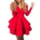 thumbnail image 5 of Vestido corto elegante de manga larga con escote en V y hombros descubiertos para mujer, 5 of 7
