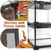 NEPTONION Mini Reptile Glass Terrarium 12'' x 8'' x 6'' For Small Reptile with Feeding Slot & Lock